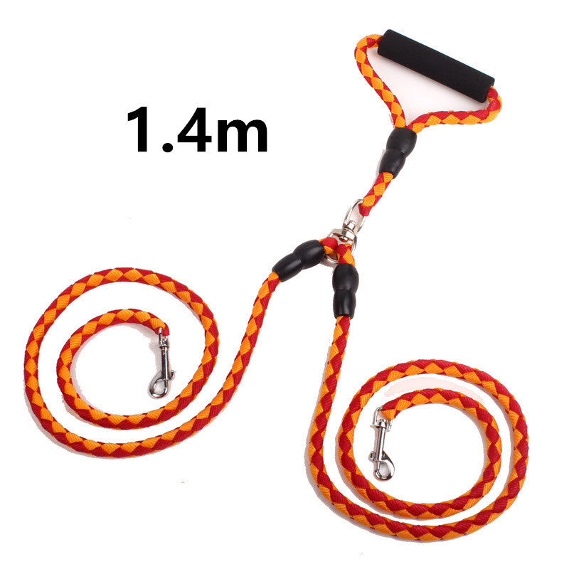 Double Ended Dog Traction Rope Leash for Walking Two Dogs