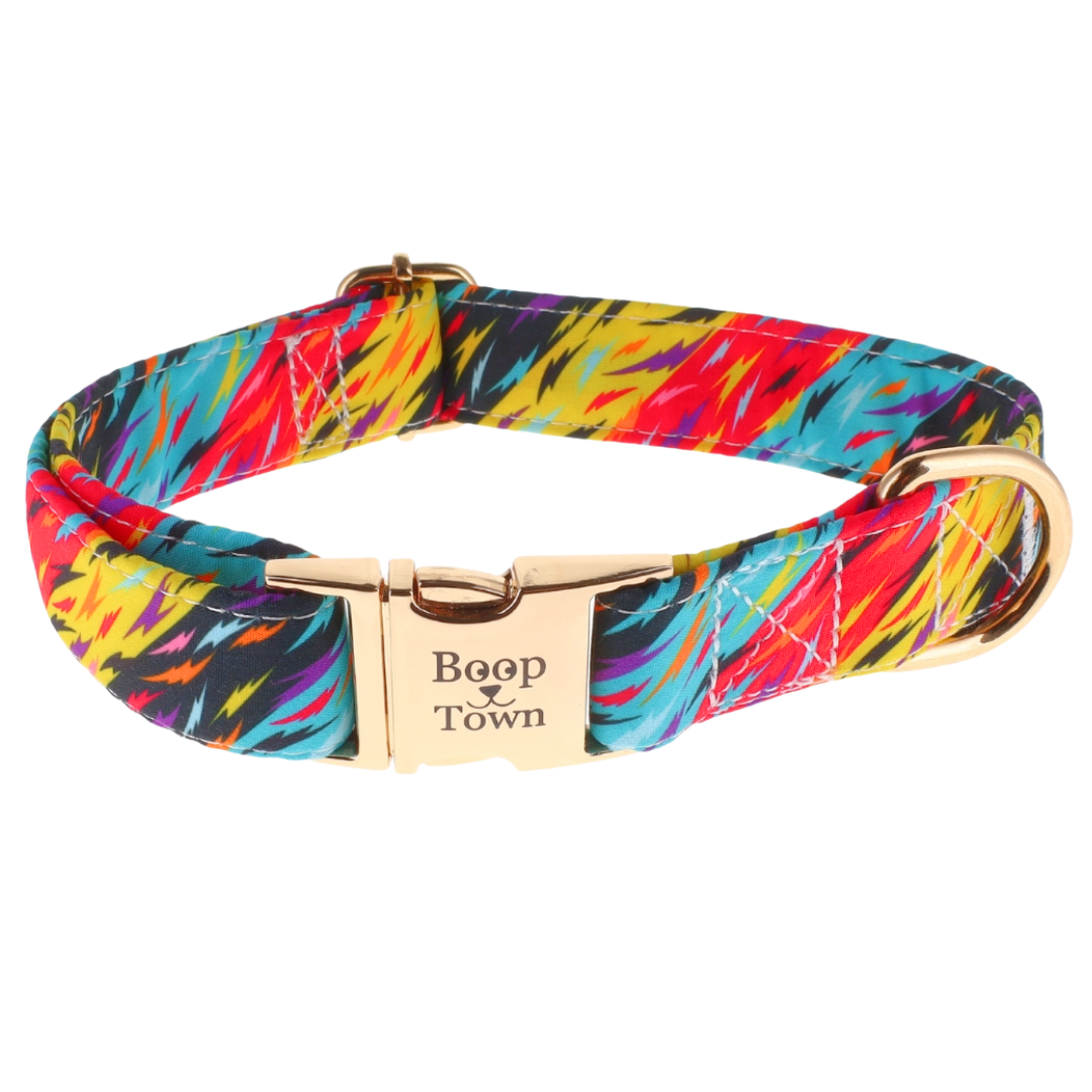 Boop Town Soft Cotton Dog Collar Adjustable Durable Gold Hardware