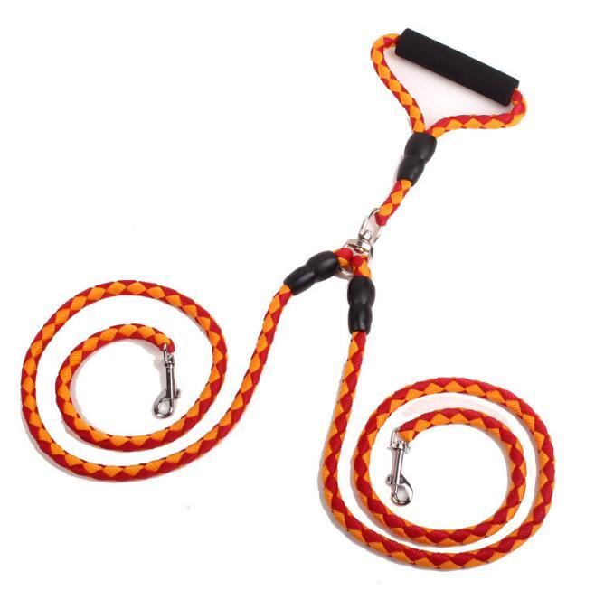Double Ended Dog Traction Rope Leash for Walking Two Dogs