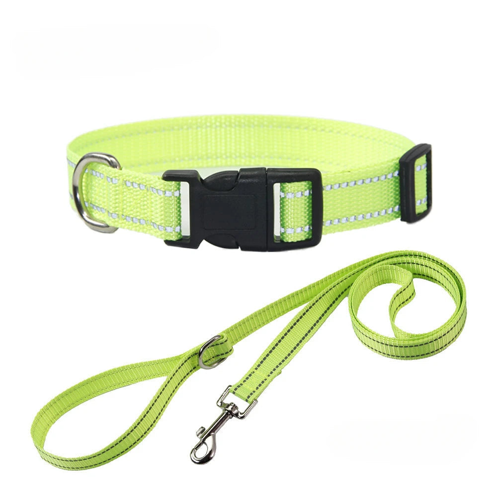 Nylon Dog Collar and Leash Set for Small Large Dogs