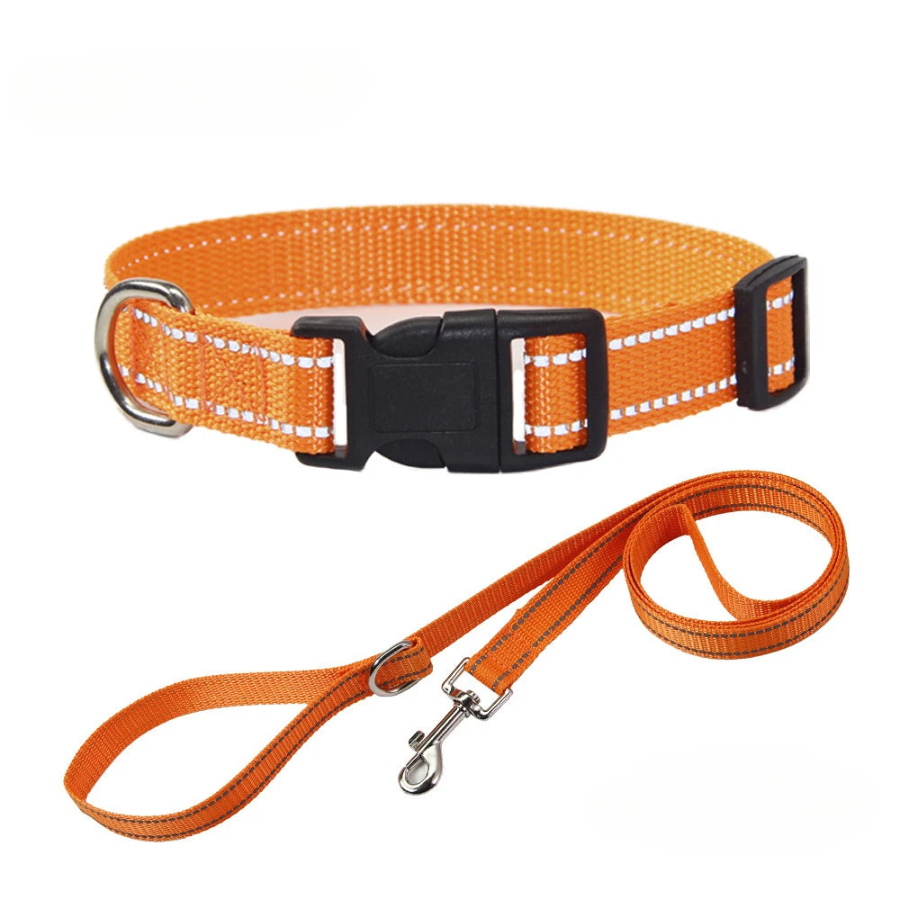 Nylon Dog Collar and Leash Set for Small Large Dogs