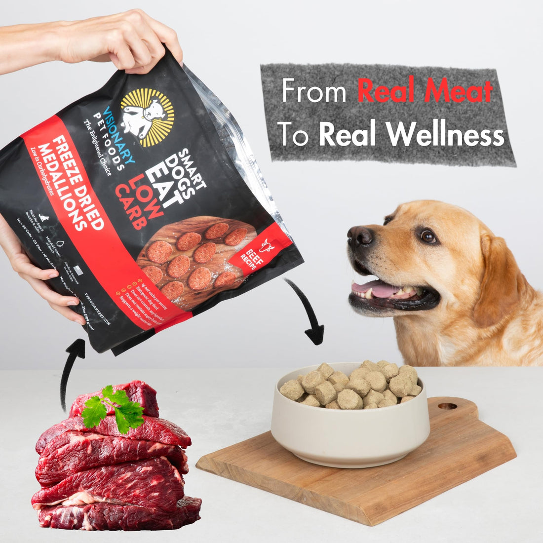 Freeze-Dried Beef Dog Food, High-Protein, Grain-Free Keto Recipe | 25oz Bag