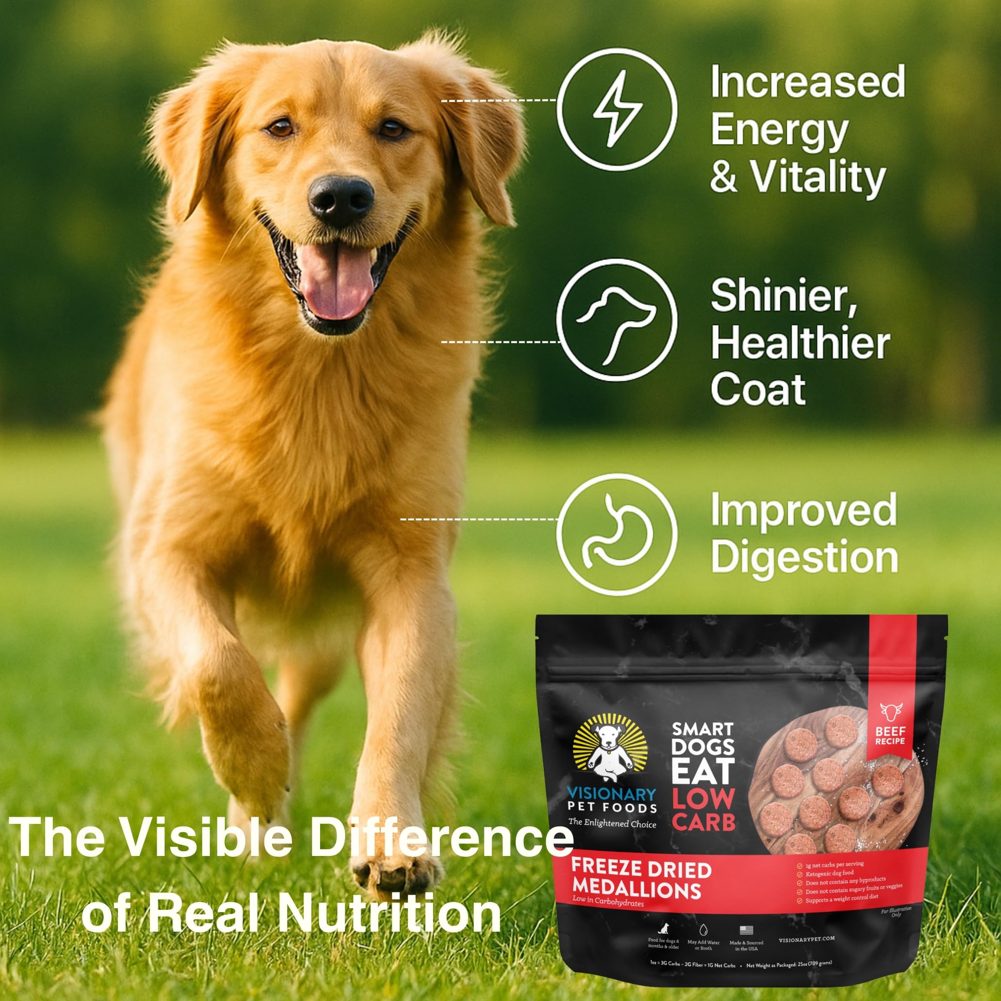 Freeze-Dried Beef Dog Food, High-Protein, Grain-Free Keto Recipe | 25oz Bag