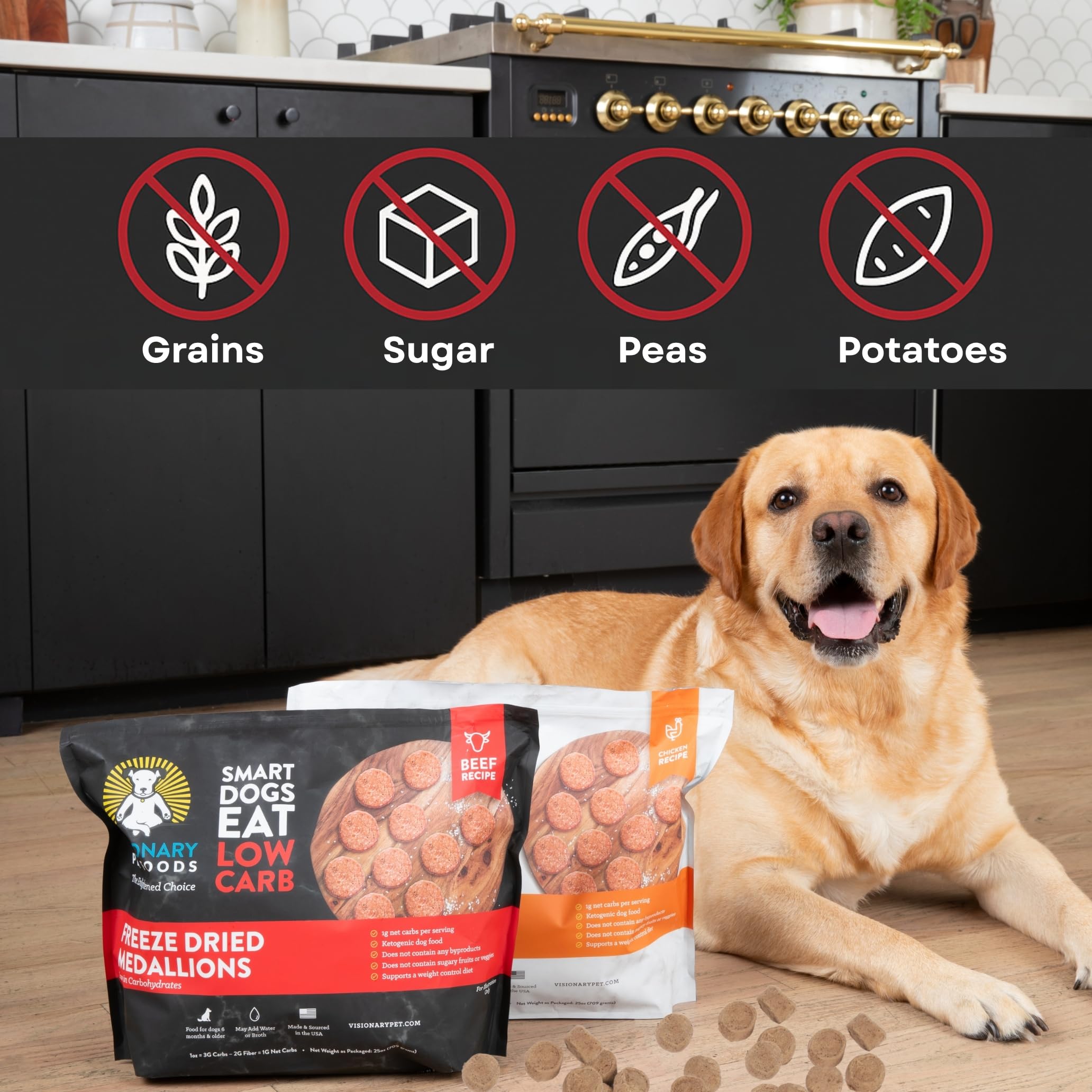 Freeze-Dried Beef Dog Food, High-Protein, Grain-Free Keto Recipe | 25oz Bag