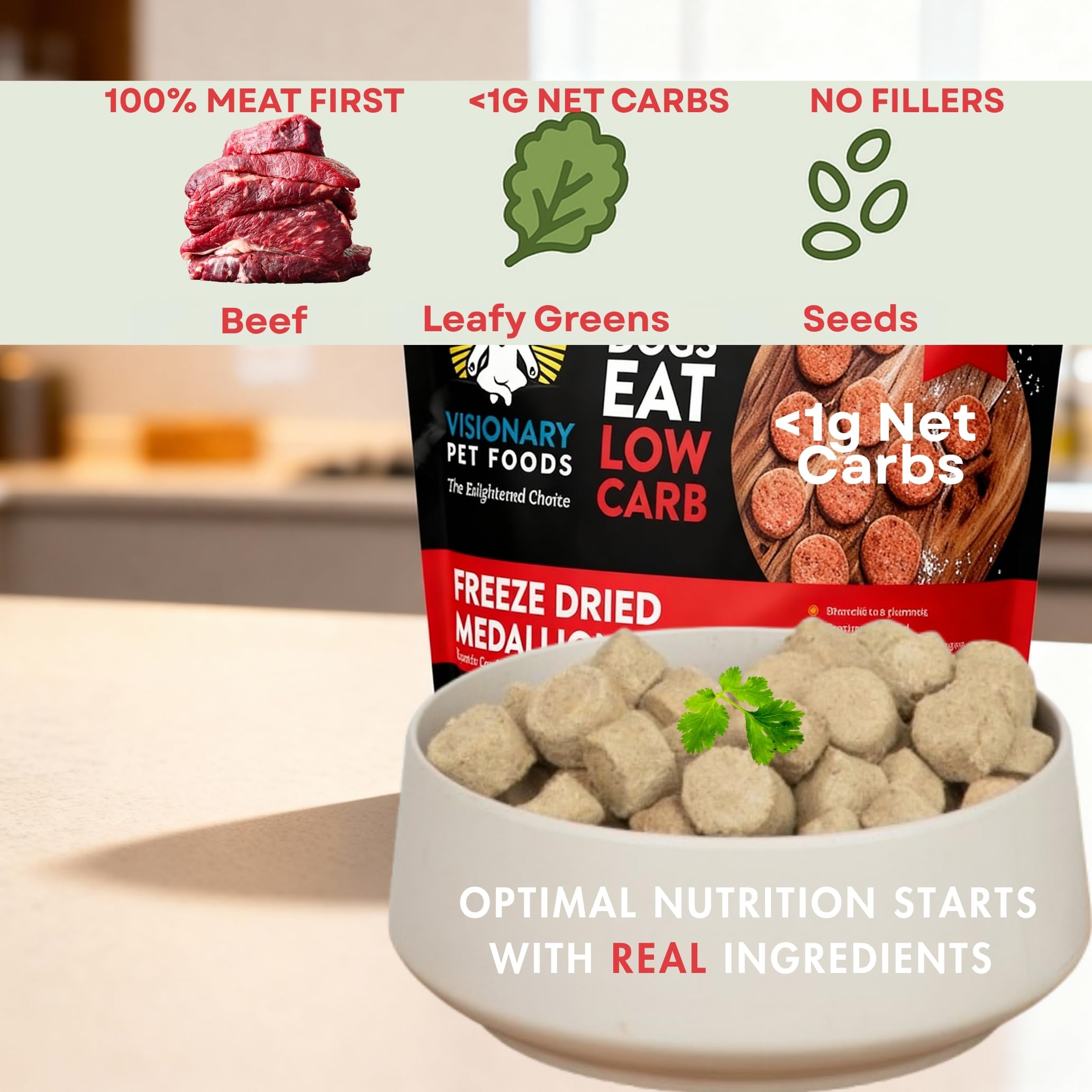 Freeze-Dried Beef Dog Food, High-Protein, Grain-Free Keto Recipe | 25oz Bag