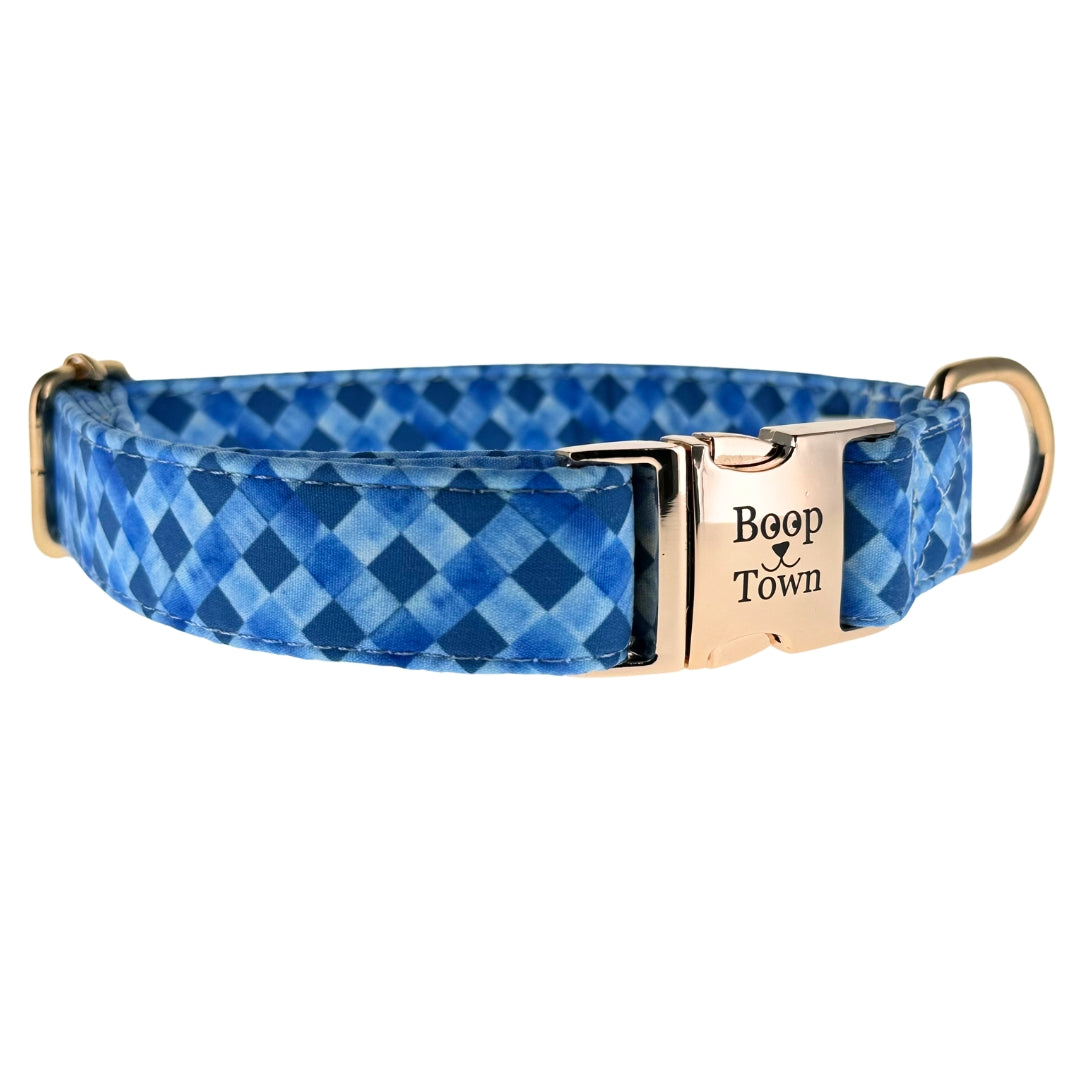 Boop Town Soft Cotton Dog Collar Adjustable Durable Gold Hardware