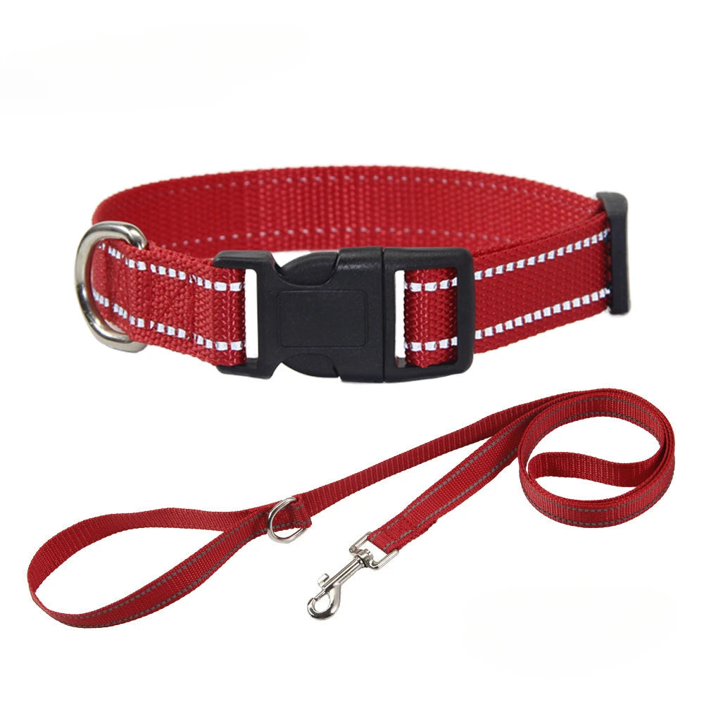 Nylon Dog Collar and Leash Set for Small Large Dogs