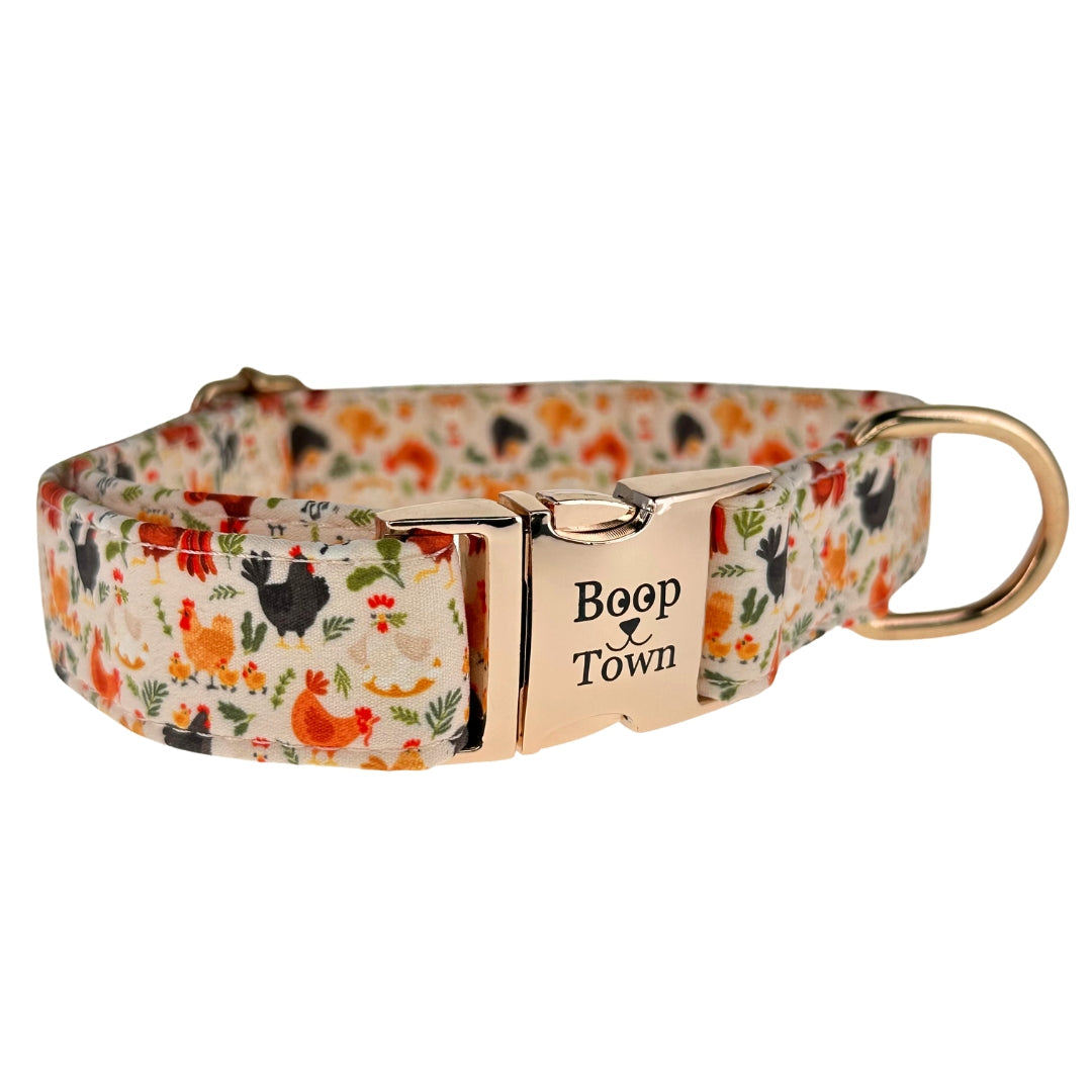 Boop Town Soft Cotton Dog Collar Adjustable Durable Gold Hardware