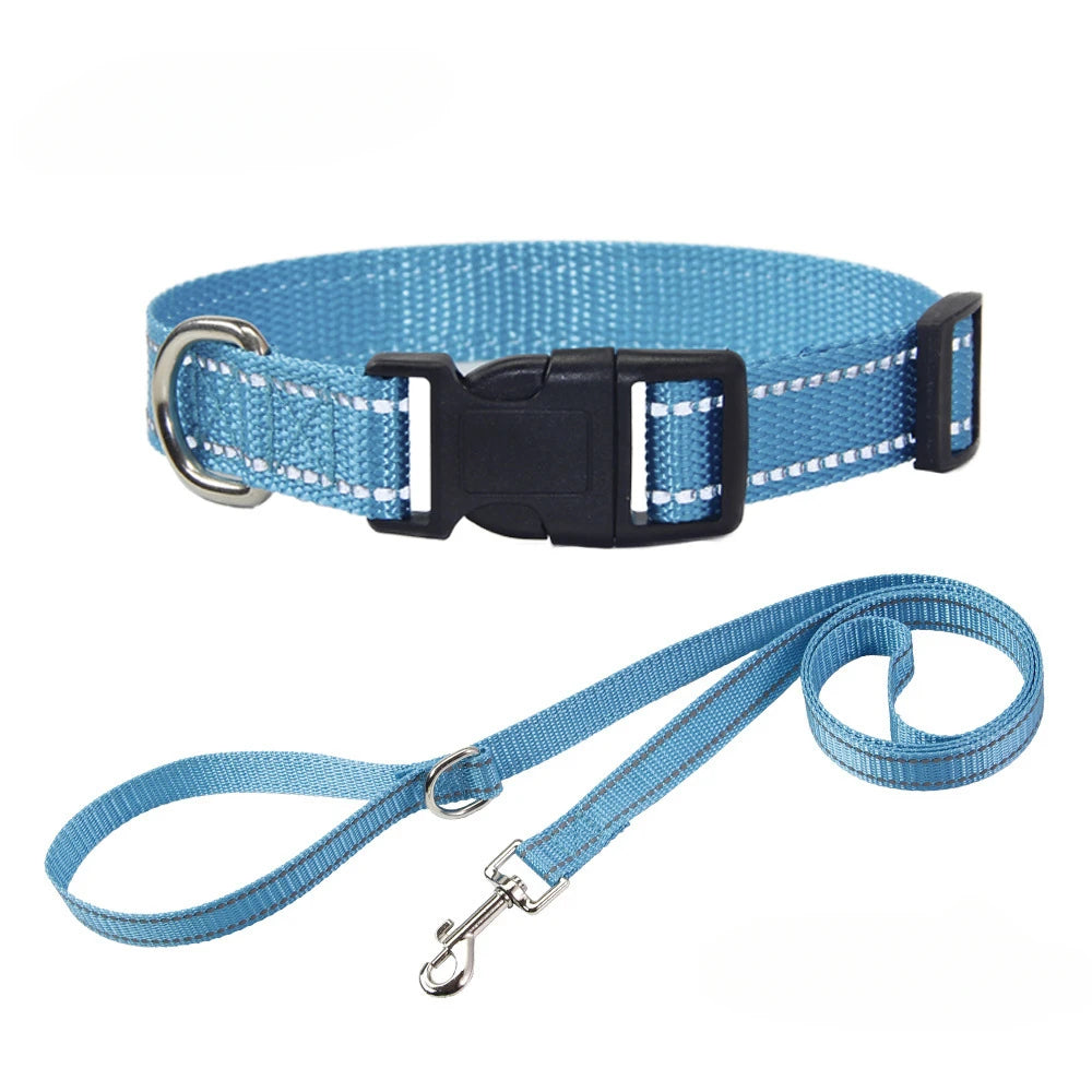 Nylon Dog Collar and Leash Set for Small Large Dogs