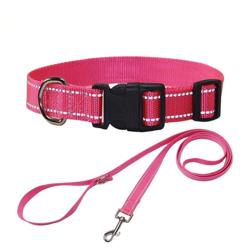 Nylon Dog Collar and Leash Set for Small Large Dogs
