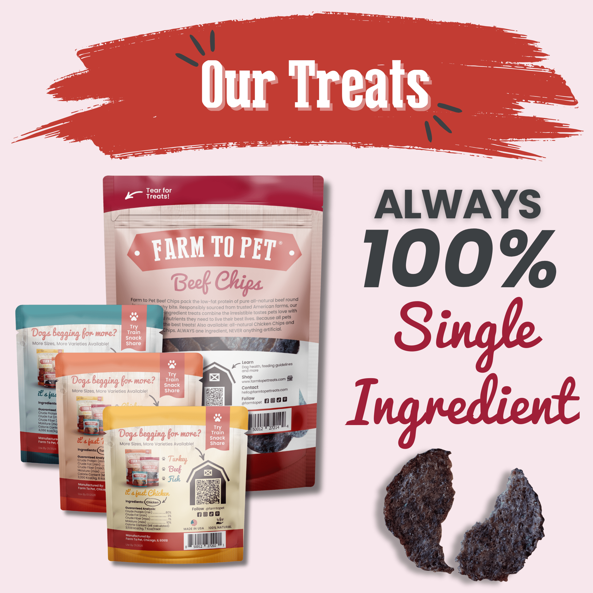 Puppy Packs 'n Snacks Dog Treat Starter Pack | Single-Ingredient