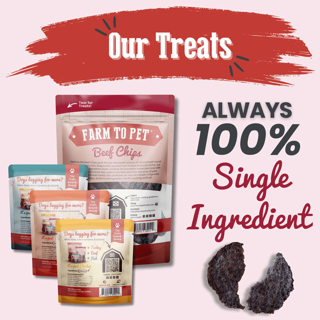 Puppy Packs 'n Snacks Dog Treat Starter Pack | Single-Ingredient