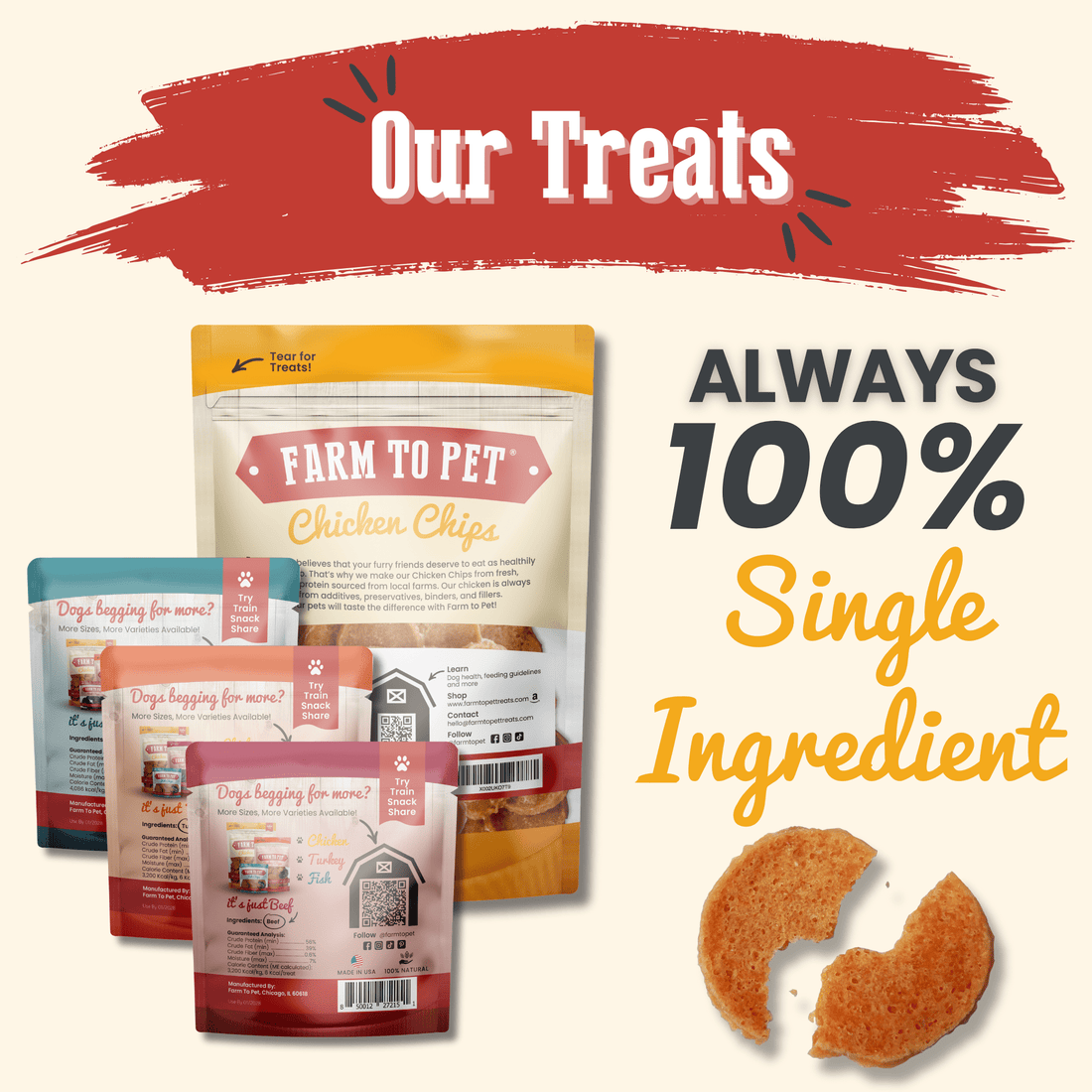 Puppy Packs 'n Snacks Dog Treat Starter Pack | Single-Ingredient