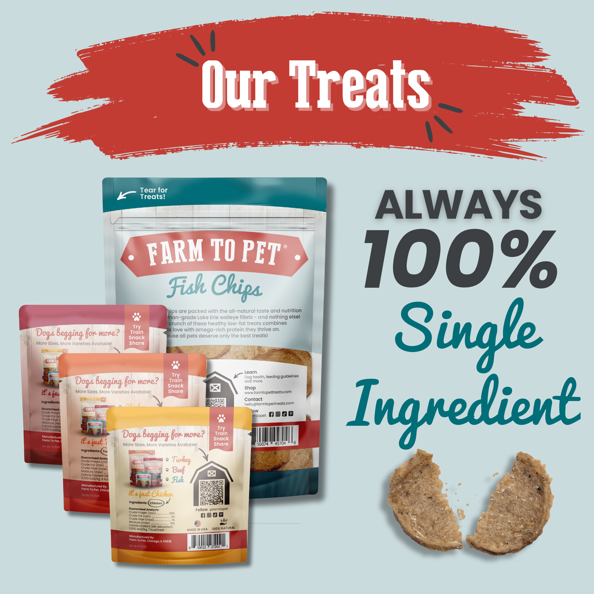 Puppy Packs 'n Snacks Dog Treat Starter Pack | Single-Ingredient