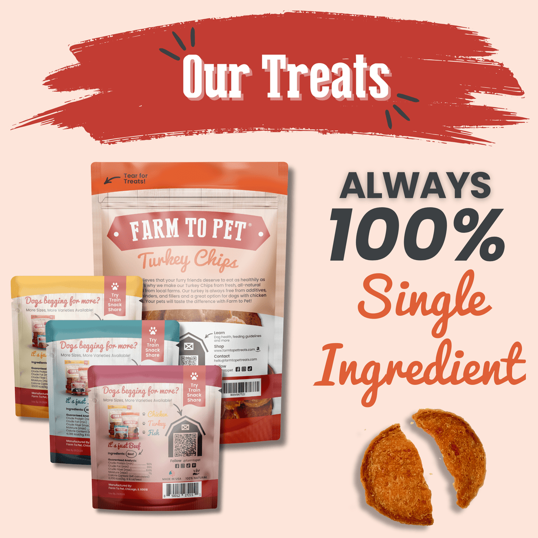 Puppy Packs 'n Snacks Dog Treat Starter Pack | Single-Ingredient
