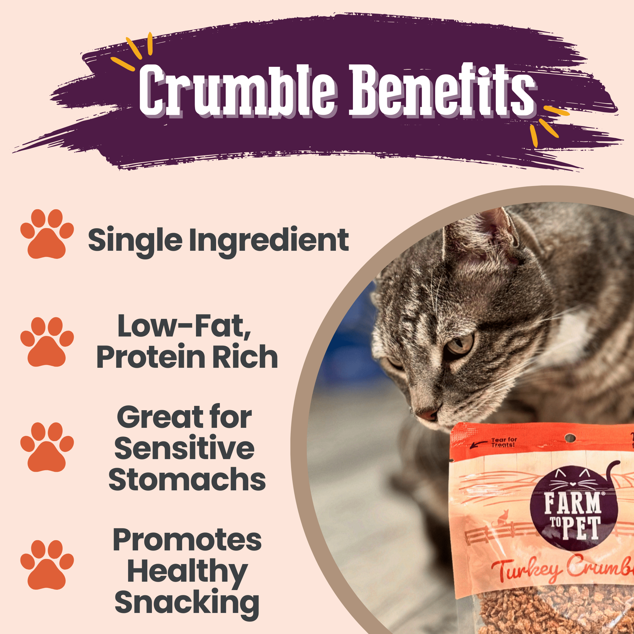 Turkey Crumbles for Cats | Grain-Free Treats
