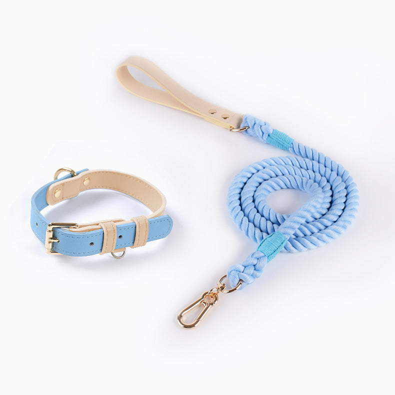 Luxury Pastel Dog Collar and Rope Leash Set Adjustable