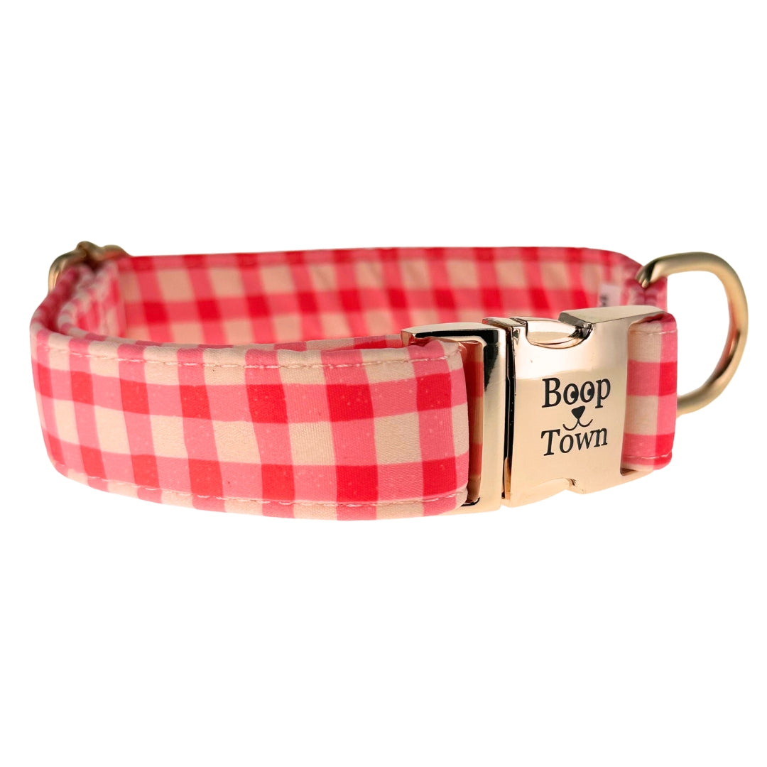 Boop Town Soft Cotton Dog Collar Adjustable Durable Gold Hardware