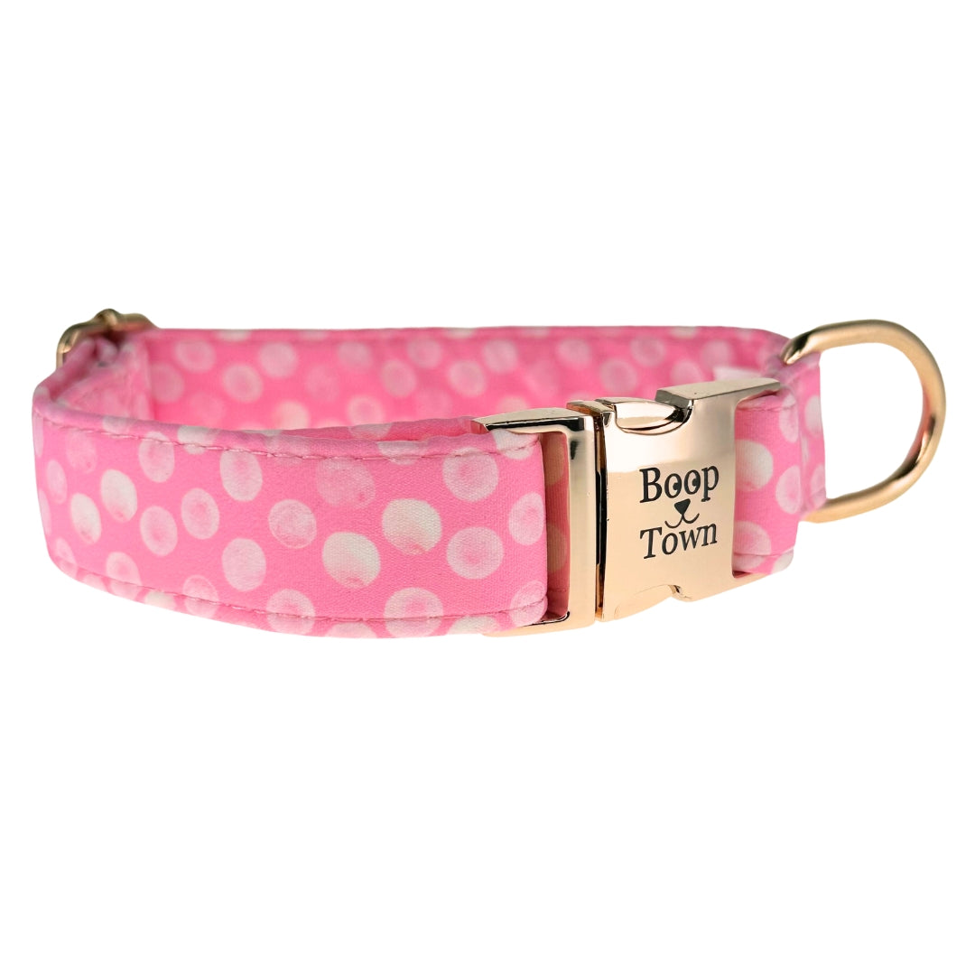 Boop Town Soft Cotton Dog Collar Adjustable Durable Gold Hardware