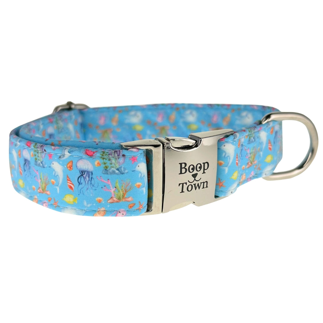 Boop Town Soft Cotton Dog Collar Adjustable Durable Gold Hardware