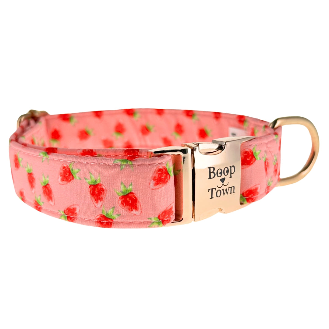 Boop Town Soft Cotton Dog Collar Adjustable Durable Gold Hardware
