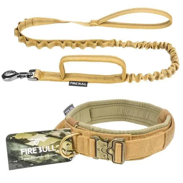 Adjustable Military Nylon Dog Collar Leash Set for Medium Large
