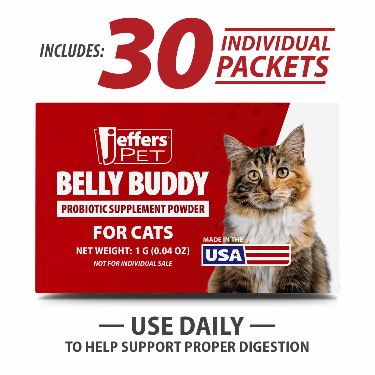 Jeffers BELLY BUDDY Probiotic Supplement for Cats – Multi-Strain Digestive & Immune Support