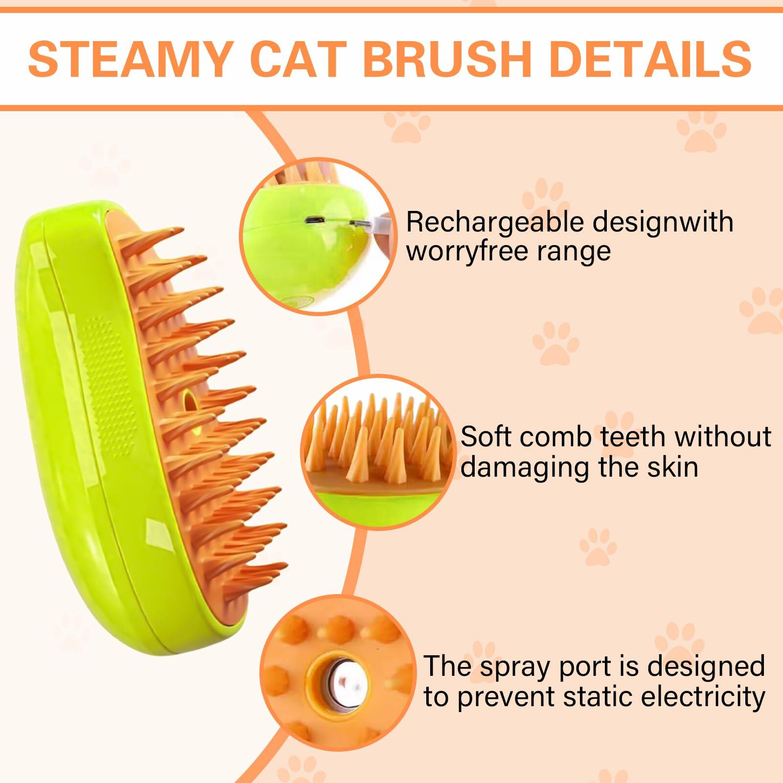 3 in 1 Steam Pet Grooming Brush Self Cleaning Hair