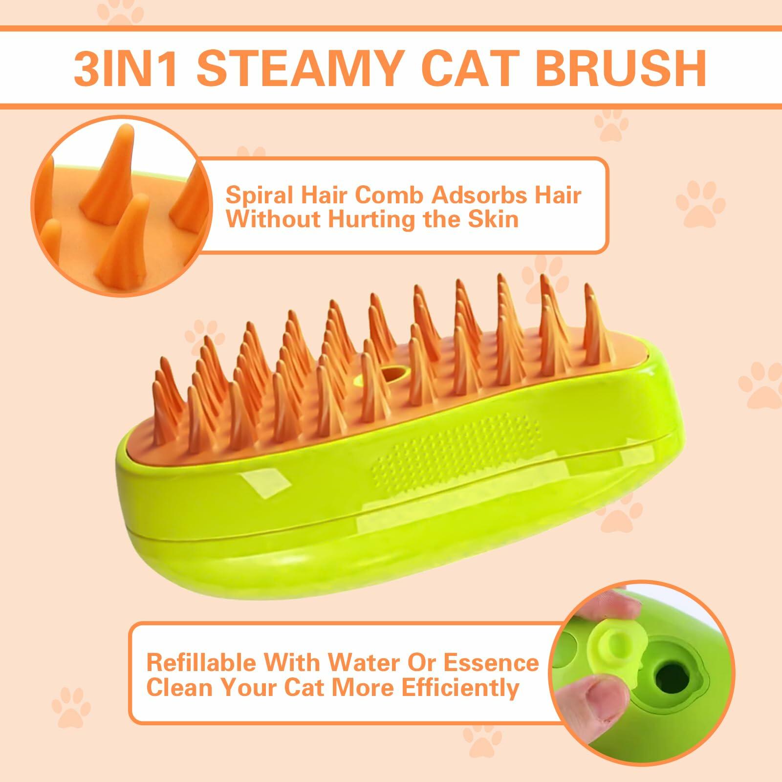 3 in 1 Steam Pet Grooming Brush Self Cleaning Hair