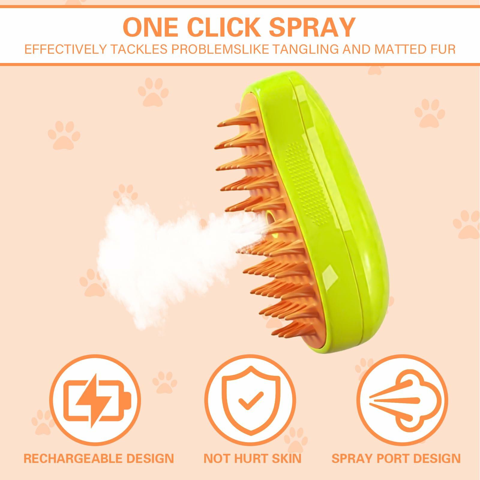 3 in 1 Steam Pet Grooming Brush Self Cleaning Hair