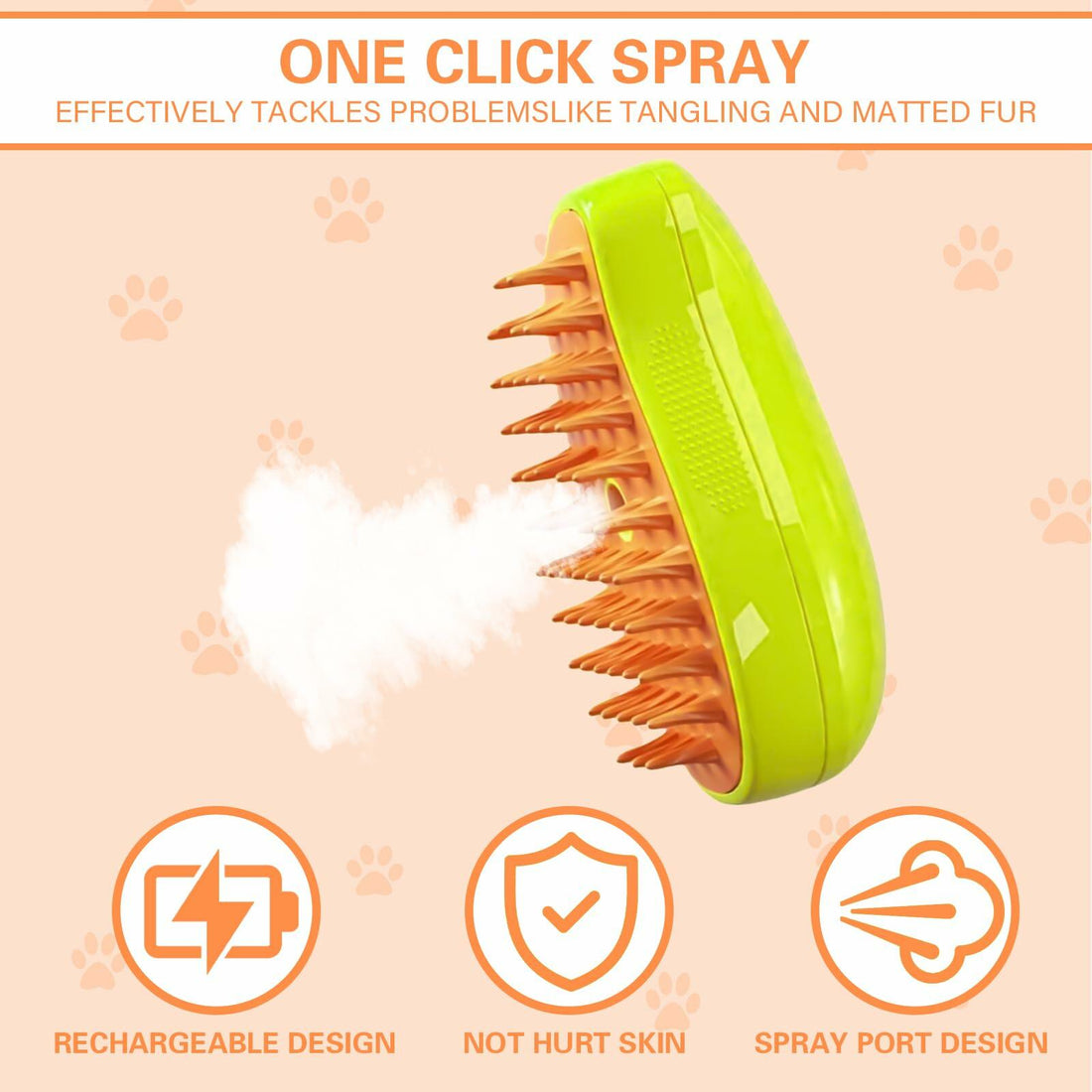 3 in 1 Steam Pet Grooming Brush Self Cleaning Hair