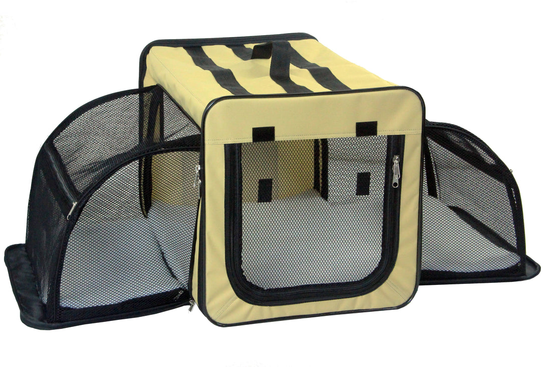 Capacious Dual Sided Expandable Folding Lightweight Pet Dog Crate
