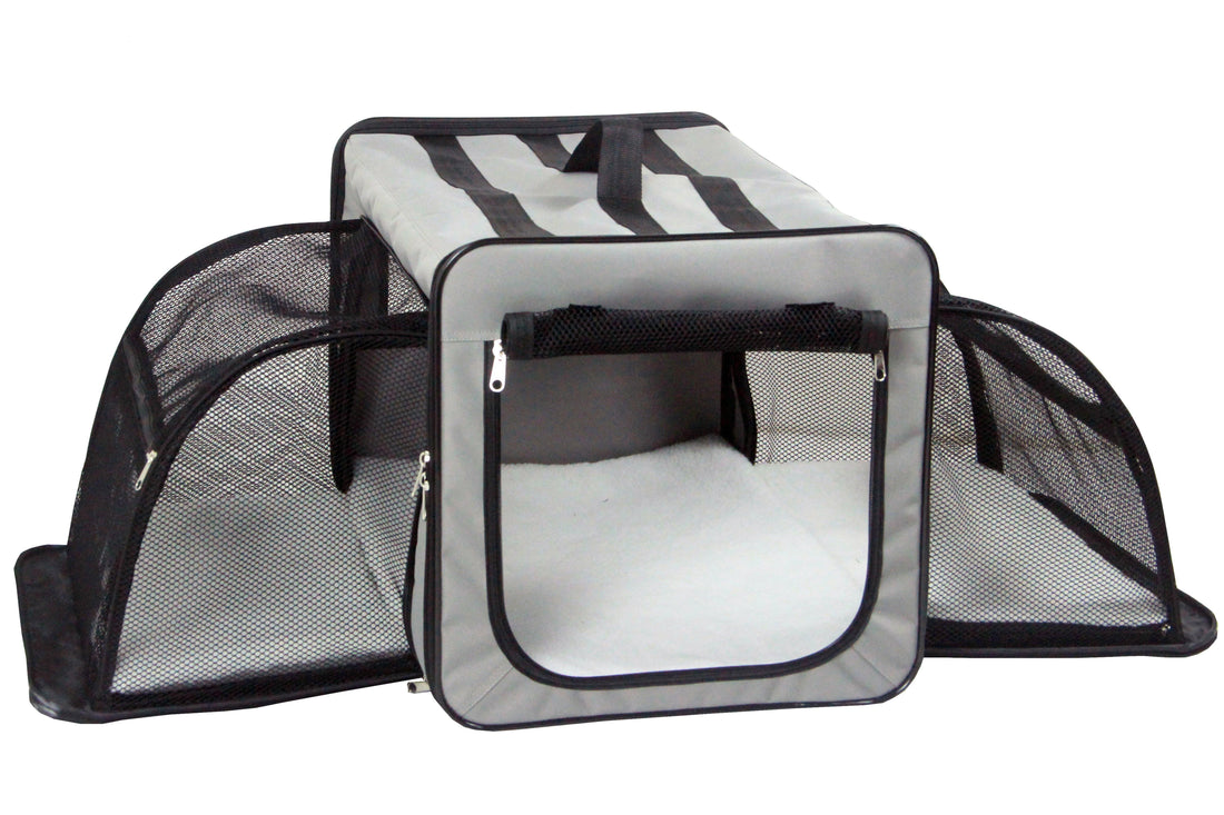 Capacious Dual Sided Expandable Folding Lightweight Pet Dog Crate
